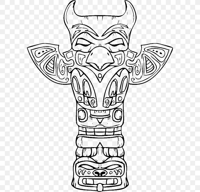 Totem Pole Drawing Image Coloring Book, PNG, 600x788px, Totem Pole, Art, Black, Black And White, Child Download Free