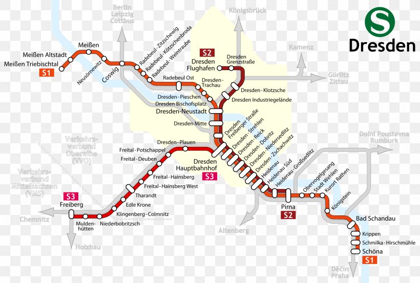 Dresden S-Bahn Train Rail Transport Commuter Rail Dresden Hauptbahnhof, PNG, 2000x1349px, Dresden Sbahn, Area, Berlin Sbahn, Commuter Rail, Diagram Download Free