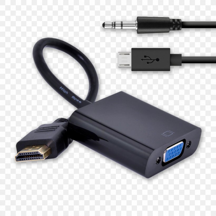 Laptop VGA Connector HDMI Adapter Phone Connector, PNG, 1000x1000px, Laptop, Ac Adapter, Adapter, Cable, Component Video Download Free