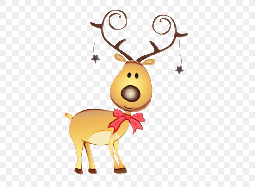 Reindeer, PNG, 432x600px, Watercolor, Cartoon, Deer, Fawn, Happy Download Free