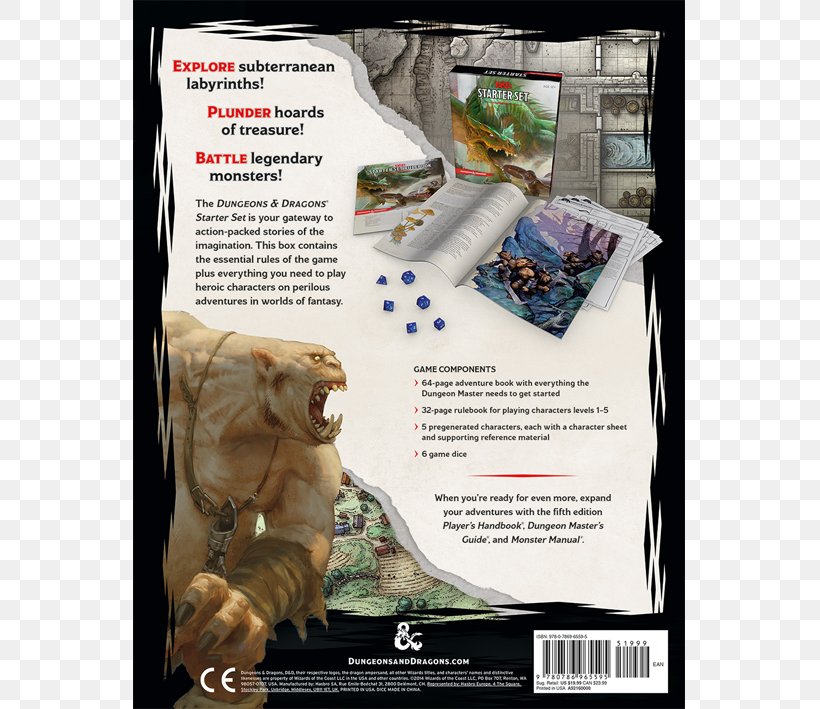 Dungeons & Dragons Starter Set: Fantasy Roleplaying Fundamentals Role-playing Game, PNG, 709x709px, Dungeons Dragons, Adventure, Advertising, Brochure, Dice Download Free