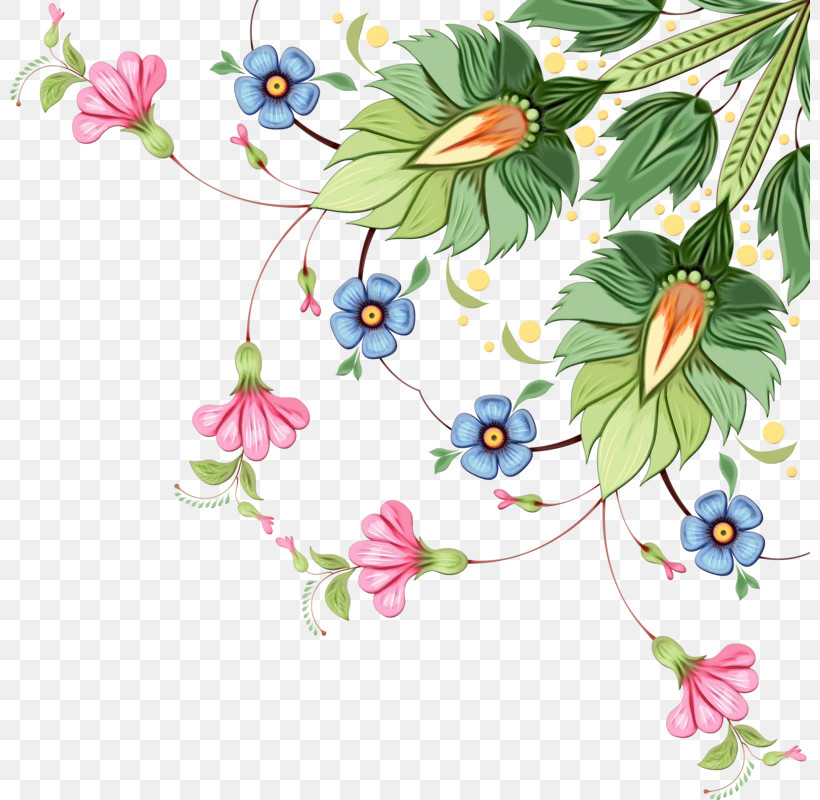 Floral Design, PNG, 800x800px, Watercolor, Branch, Floral Design, Flower, Paint Download Free