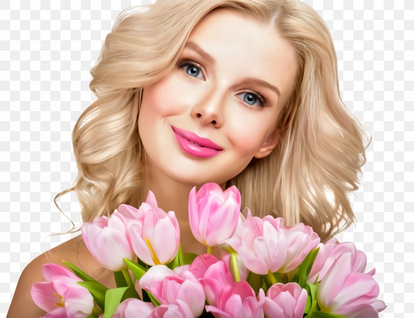 Hair Pink Skin Flower Beauty, PNG, 2280x1752px, Hair, Beauty, Blond, Cheek, Flower Download Free