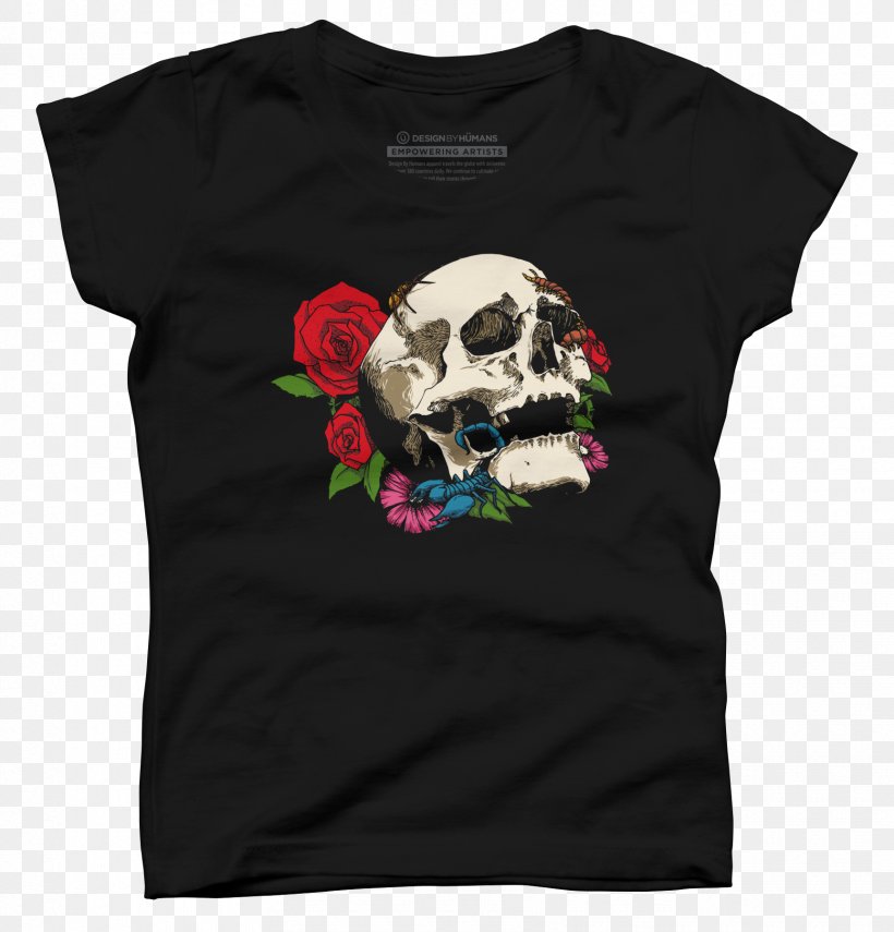 T-shirt Human Skull Symbolism Bed Of Roses Design By Humans, PNG, 1725x1800px, Watercolor, Cartoon, Flower, Frame, Heart Download Free