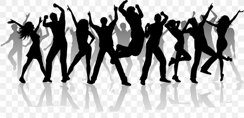 Group Dance Silhouette Clip Art, PNG, 2889x1403px, Dance, Art, Black And White, Group Dance, Human Download Free