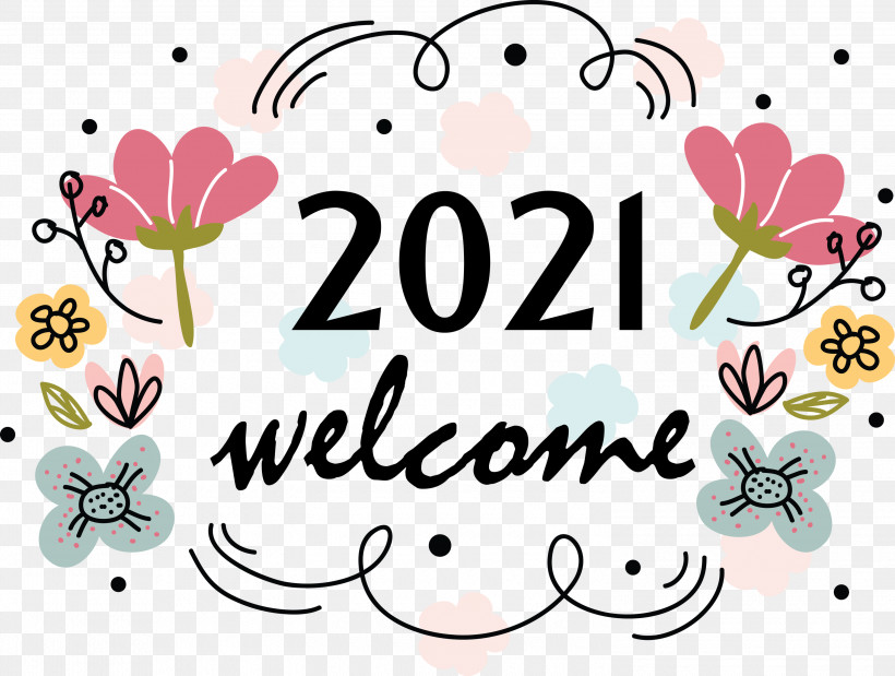 Welcome 2021 Happy New Year 2021, PNG, 3000x2266px, Welcome 2021, Cartoon, Drawing, Eunhyuk, Floral Design Download Free