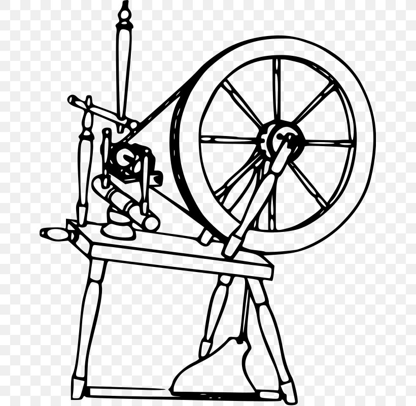 Spinning Wheel Drawing Yarn Textile, PNG, 663x800px, Spinning Wheel, Auto Part, Bicycle Wheel, Black And White, Drawing Download Free