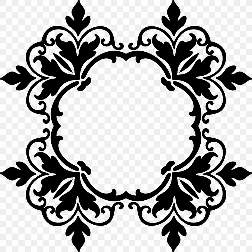 Picture Frames Damask Ornament Clip Art, PNG, 2318x2318px, Picture Frames, Black, Black And White, Damask, Decorative Arts Download Free