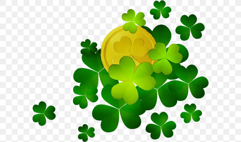 Shamrock, PNG, 600x485px, Watercolor, Clover, Flower, Green, Leaf Download Free