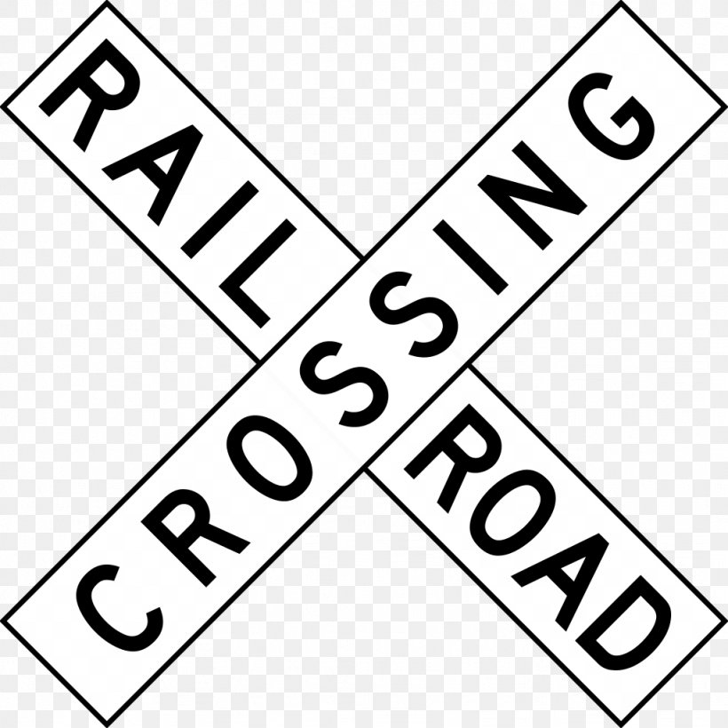 Rail Transport Level Crossing Crossbuck Road Clip Art, PNG, 1024x1024px, Rail Transport, Area, Black And White, Brand, Can Stock Photo Download Free