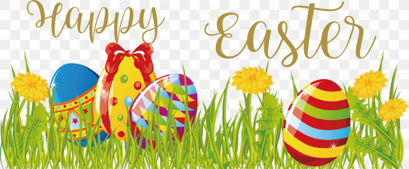 Happy Easter Easter Day, PNG, 4233x1758px, Happy Easter, Cartoon, Easter Day, Easter Egg, Text Download Free