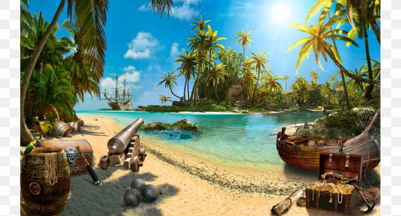 Treasure Island Piracy Fototapet Wallpaper, PNG, 1228x662px, Treasure Island, Arecales, Caribbean, Fototapet, Island Download Free