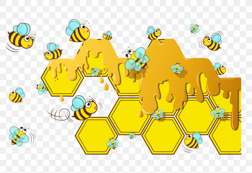 Beehive Honeycomb Euclidean Vector Drawing, PNG, 1300x894px, Bee, Area, Art, Beehive, Cartoon Download Free
