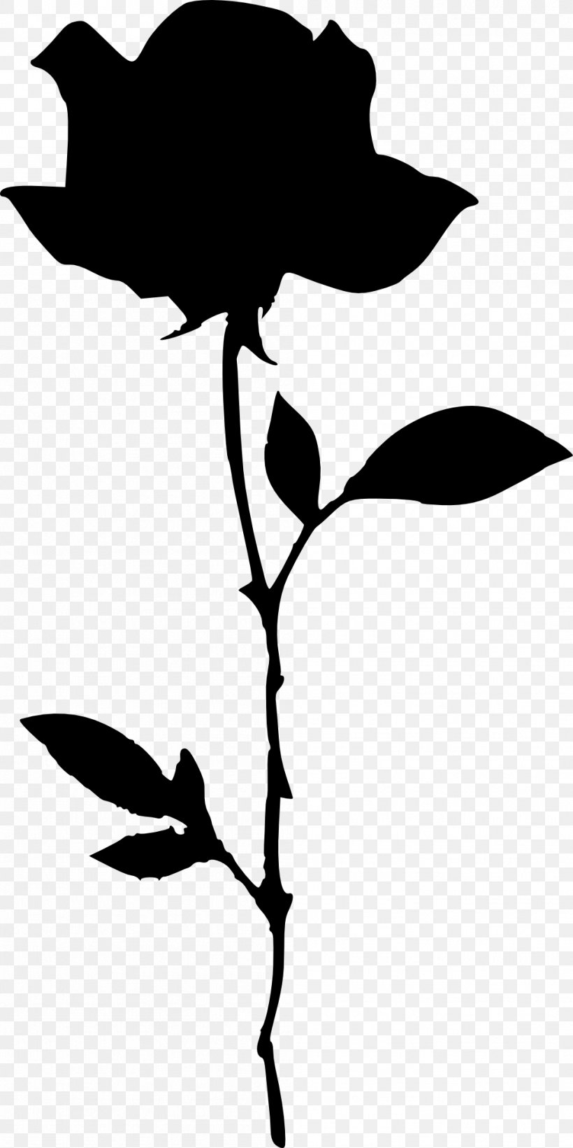 Silhouette Drawing Rose Clip Art, PNG, 999x2000px, Silhouette, Artwork, Black And White, Branch, Digital Media Download Free