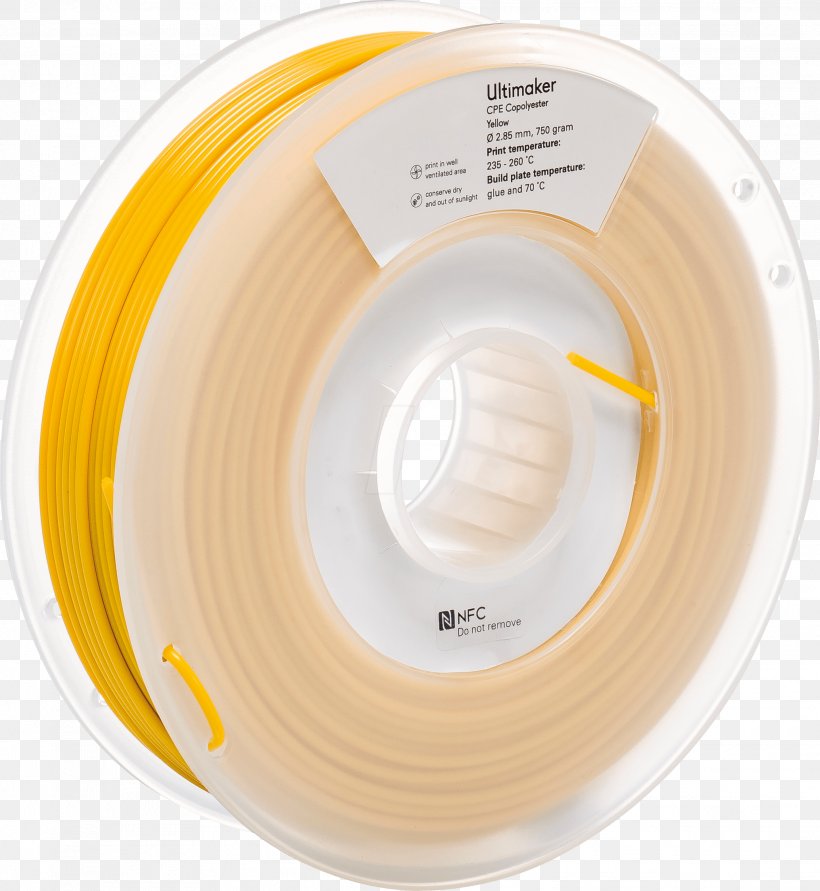 Ultimaker 3D Printing Filament Yellow Copolyester, PNG, 2067x2248px, 3d Computer Graphics, 3d Printing, 3d Printing Filament, Ultimaker, Copolyester Download Free