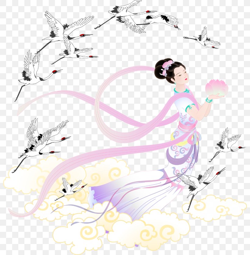Chang'e 嫦娥奔月 Mid-Autumn Festival Falun Gong, PNG, 800x836px, Watercolor, Cartoon, Flower, Frame, Heart Download Free