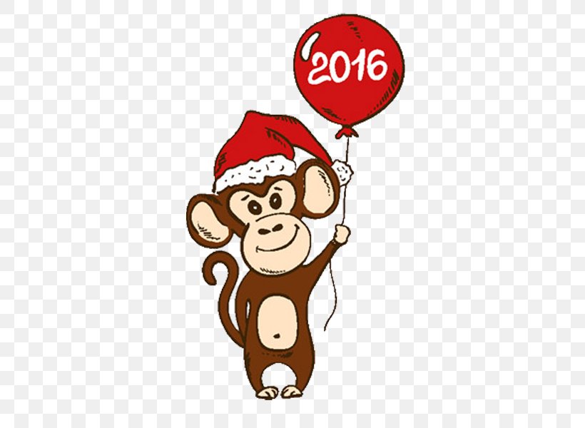 Santa Claus Christmas Monkey Cartoon, PNG, 600x600px, Santa Claus, Cartoon, Christmas, Fictional Character, Food Download Free