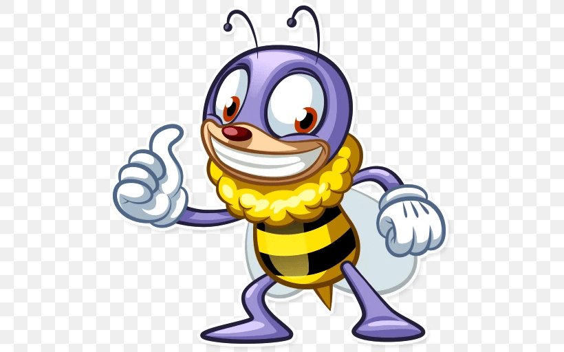 Ben The Bee Insect Sticker Telegram, PNG, 512x512px, Bee, Animal, Beak, Bird, Cartoon Download Free