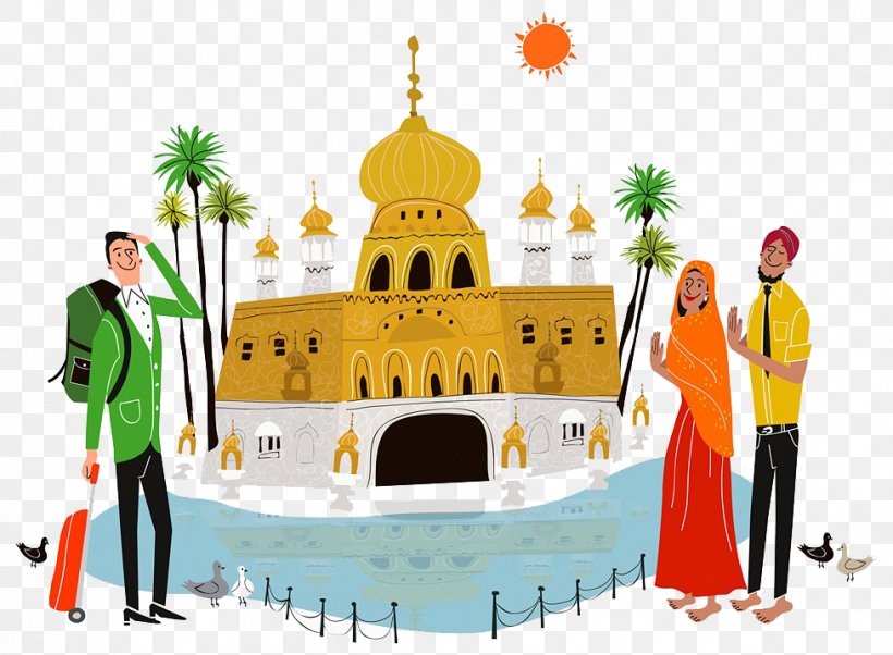 India Mosque Building Tourism Illustration, PNG, 977x718px, India, Art, Building, Cartoon, City Download Free