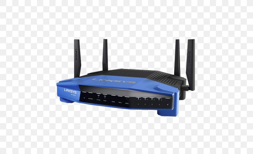 Linksys WRT1900AC Wireless Router Wi-Fi, PNG, 500x500px, Linksys Wrt1900ac, Computer Network, Data Transfer Rate, Ddwrt, Electronics Download Free