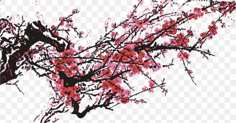 Plum Blossom Chinese Painting, PNG, 875x459px, Plum, Blossom, Branch, Cherry Blossom, Chinese Painting Download Free
