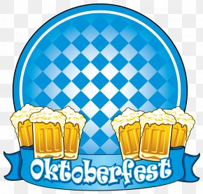 Oktoberfest Blue Decor With Beers Clipart Image - Oktoberfest Clip Art PNG