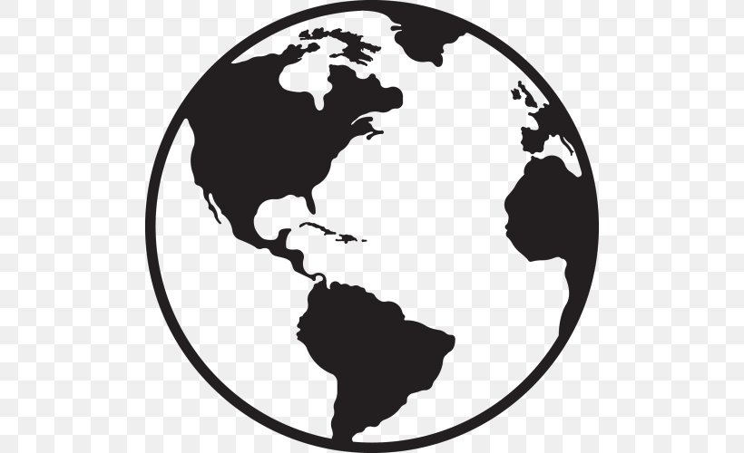 Globe World Map, PNG, 500x500px, Globe, Black And White, Border, Human Behavior, Map Download Free