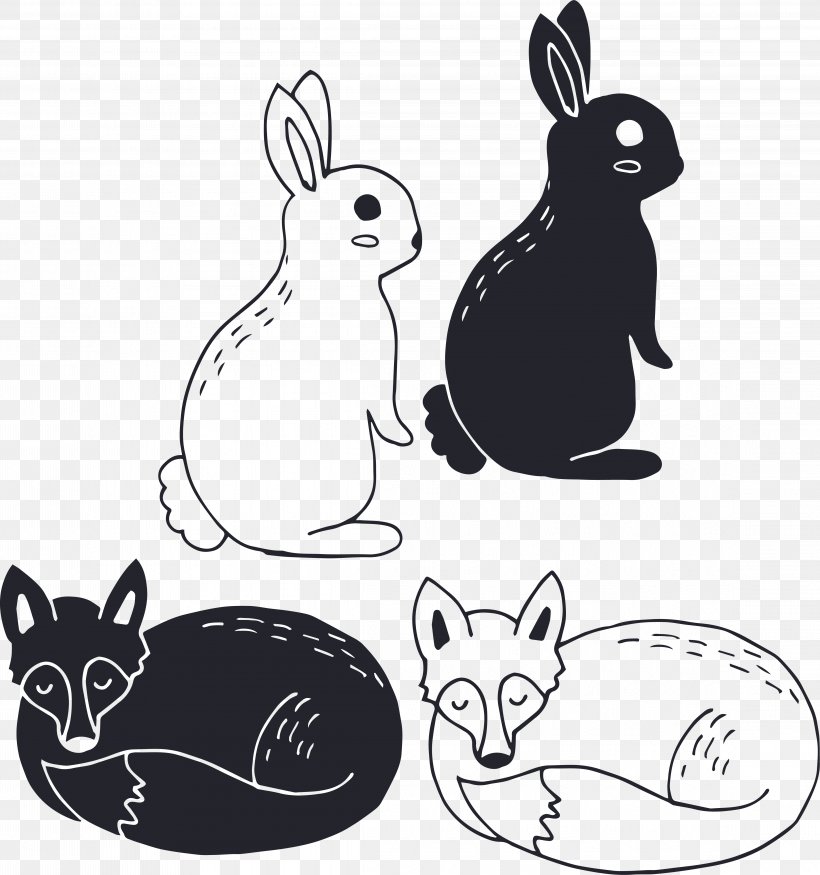 Silver Fox Rabbit Cartoon Fox, PNG, 4587x4899px, Silver Fox Rabbit, Android, Black And White, Carnivoran, Cartoon Fox Download Free