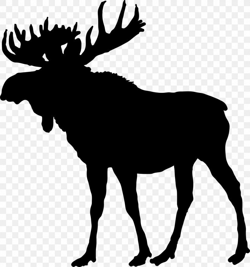 Moose Silhouette Deer Clip Art, PNG, 1800x1920px, Moose, Antler, Art, Black And White, Cartoon Download Free