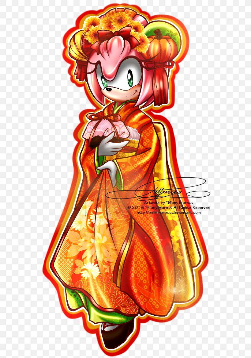 Amy Rose Sonic The Hedgehog Kimono DeviantArt, PNG, 560x1167px, Watercolor, Cartoon, Flower, Frame, Heart Download Free