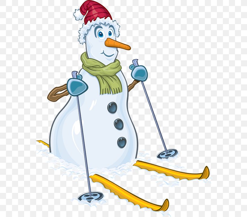 Snowman Alpine Skiing Christmas, PNG, 594x720px, Snowman, Alpine Skiing, Art, Beak, Bird Download Free