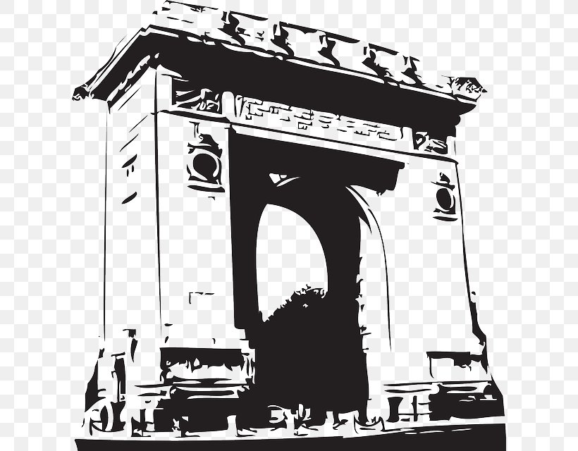 Arc De Triomphe Vector Graphics Illustration Sticker Image, PNG, 616x640px, Arc De Triomphe, Black And White, Decal, France, Monochrome Download Free