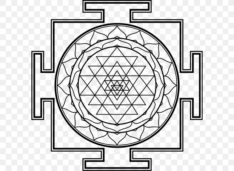 Lakshmi Kali Sri Yantra, PNG, 600x600px, Lakshmi, Area, Black And White, Chakra, Divinity Download Free