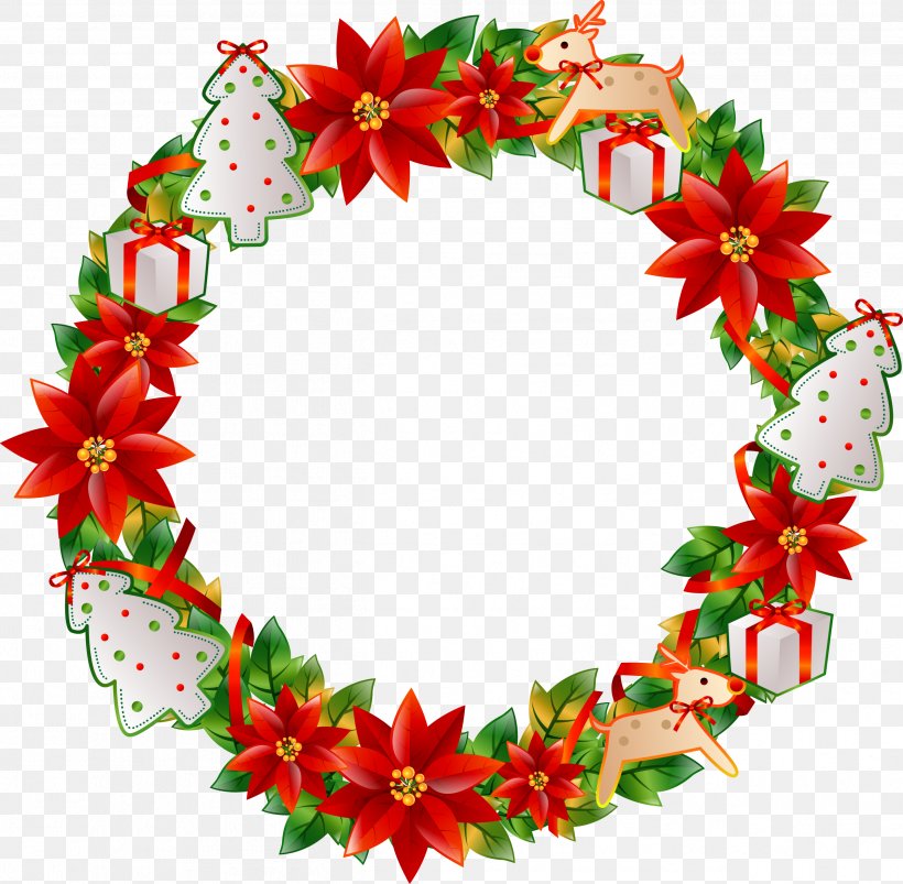 Christmas Wreath Flower, PNG, 2524x2473px, Flower, Christmas ...