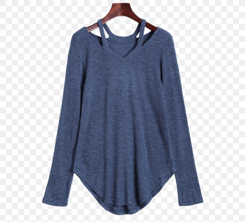 Sweater Long-sleeved T-shirt Neckline Cardigan, PNG, 558x744px, Sweater, Blouse, Blue, Bluza, Button Download Free