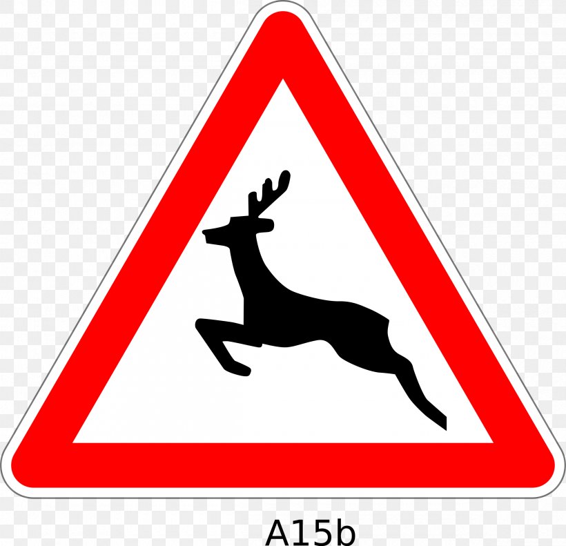 Traffic Sign Wildlife Road, PNG, 2400x2317px, Traffic Sign, Area, Black And White, Brand, Deer Download Free