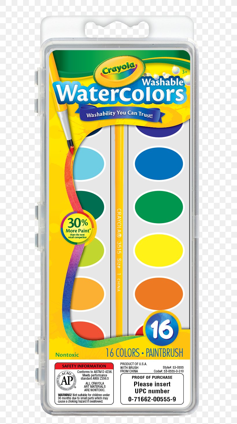 Crayola Watercolor Painting Watercolor School Brush, PNG, 625x1463px, Crayola, Brush, Color, Crayon, Paint Download Free