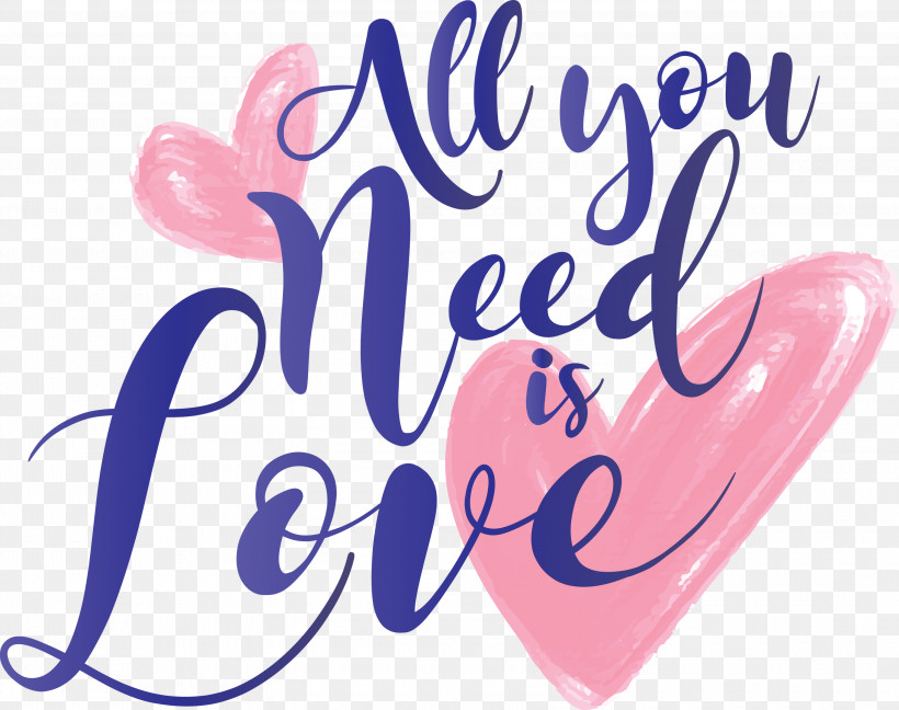 Valentines Day All You Need Is Love, PNG, 3000x2374px, Valentines Day, All You Need Is Love, Calligraphy, Love, Pink Download Free