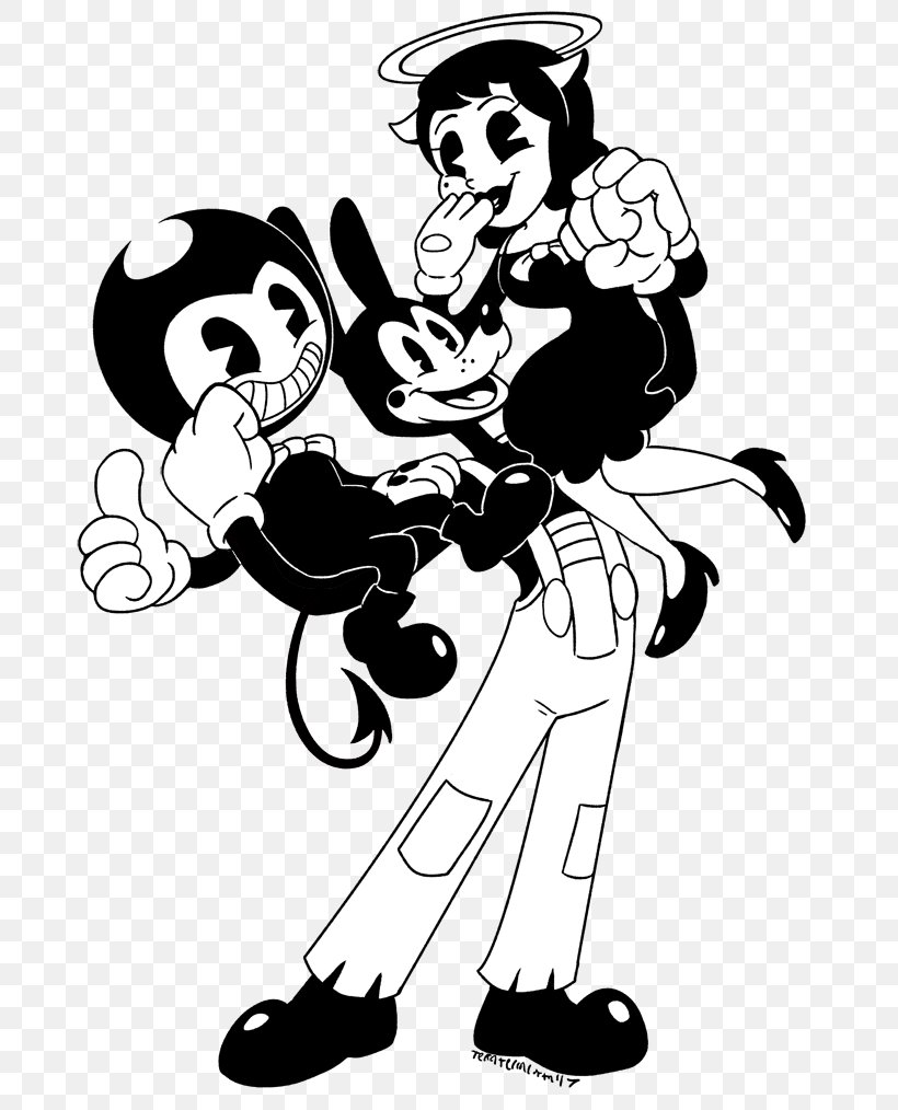 Bendy And The Ink Machine Coloring Book Drawing Illustration Image, PNG, 720x1014px, Bendy And The Ink Machine, Art, Artwork, Black, Black And White Download Free