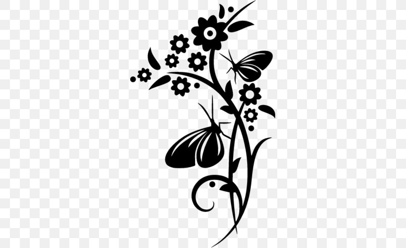 Wall Decal Sticker Polyvinyl Chloride Flower, PNG, 500x500px, Wall Decal, Artwork, Black And White, Blossom, Branch Download Free