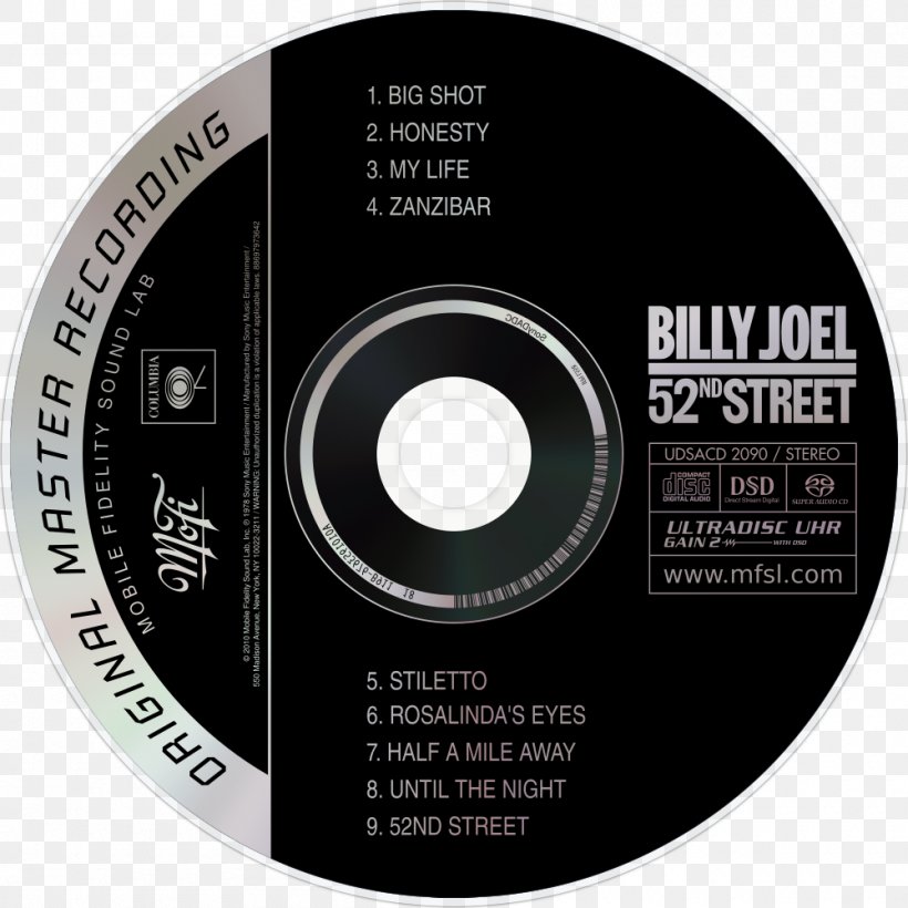 Compact Disc 52nd Street Product Brand Disk Storage, PNG, 1000x1000px, Compact Disc, Billy Joel, Brand, Data Storage Device, Disk Storage Download Free