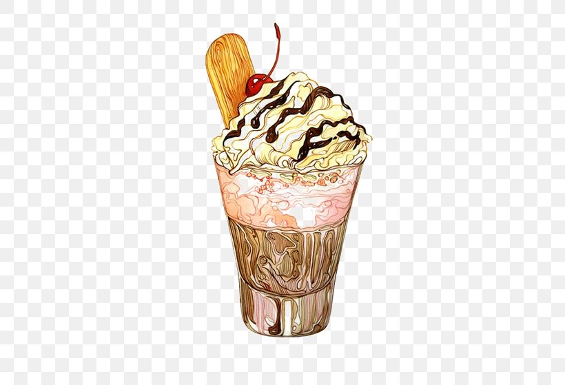 Ice Cream Torte Sundae Drawing Illustration, PNG, 564x559px, Ice Cream, Cream, Dairy Product, Decoupage, Dessert Download Free