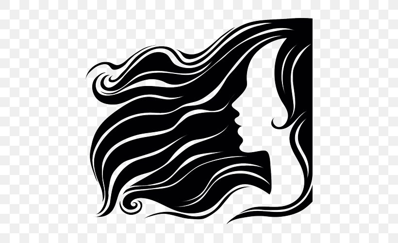 Hairstyle Long Hair Drawing, PNG, 500x500px, Hairstyle, Black, Black And White, Drawing, Fashion Download Free