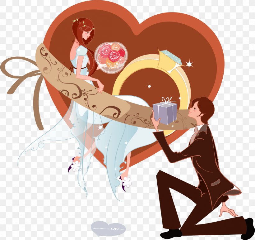Marriage Proposal Cartoon Significant Other, PNG, 1154x1084px, Watercolor, Cartoon, Flower, Frame, Heart Download Free