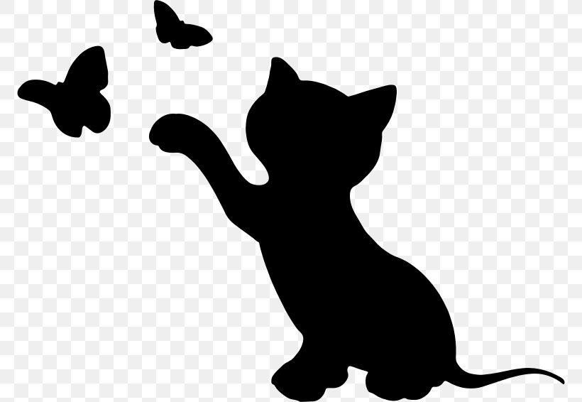 Kitten Cat Silhouette Clip Art, PNG, 772x566px, Kitten, Black, Black And White, Black Cat, Carnivoran Download Free