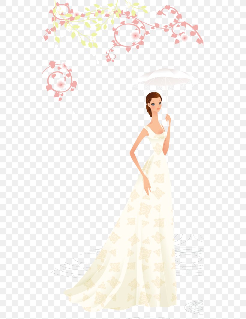 Contemporary Western Wedding Dress Bride, PNG, 537x1063px, Watercolor, Cartoon, Flower, Frame, Heart Download Free