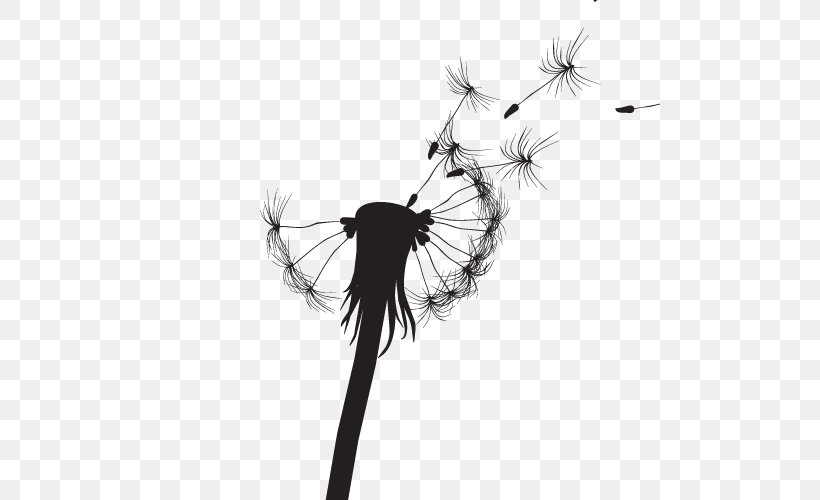 Common Dandelion Silhouette Light Drawing, PNG, 500x500px, Common Dandelion, Art, Black And White, Butterfly, Dandelion Download Free