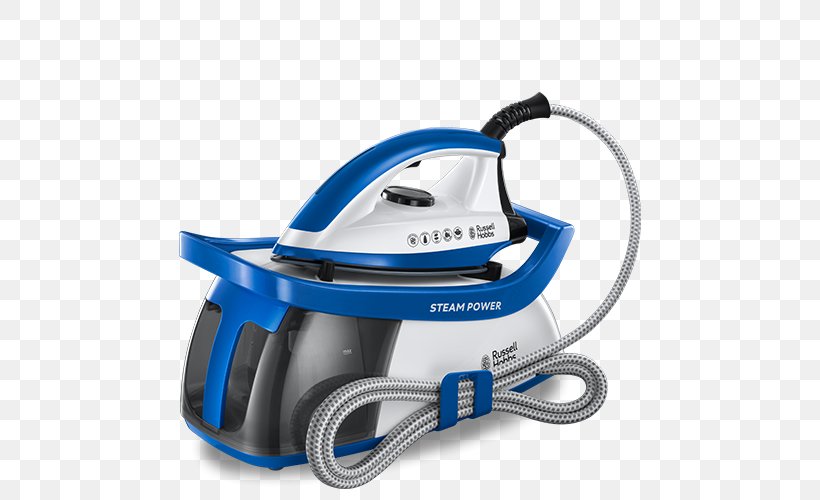 Russell Hobbs Clothes Iron Vacuum Cleaner Morphy Richards Steam, PNG, 500x500px, Russell Hobbs, Clothes Iron, Electric Blue, Food Steamers, Hardware Download Free