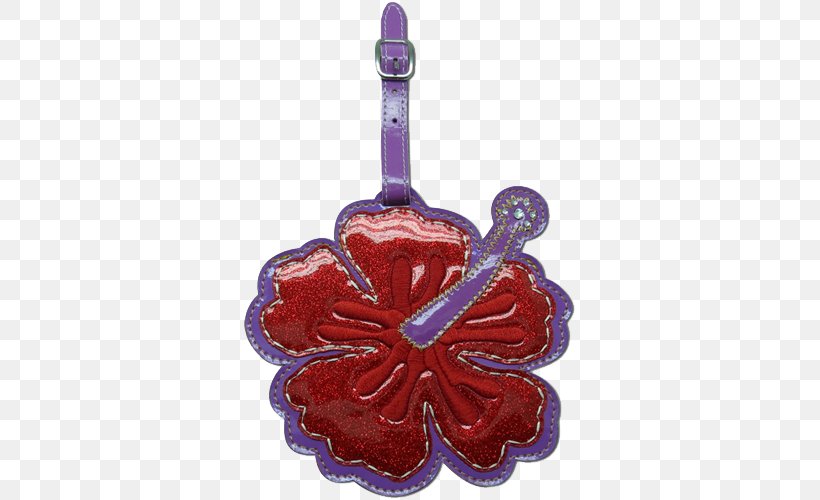 Kc Hawaii Luggage Tag Vinyl Hibiscus Glitter Red Hawaiian Identification Tag Vinyl Hibiscus Glitter Product Christmas Ornament Christmas Day, PNG, 500x500px, Christmas Ornament, Baggage, Christmas Day, Purple Download Free