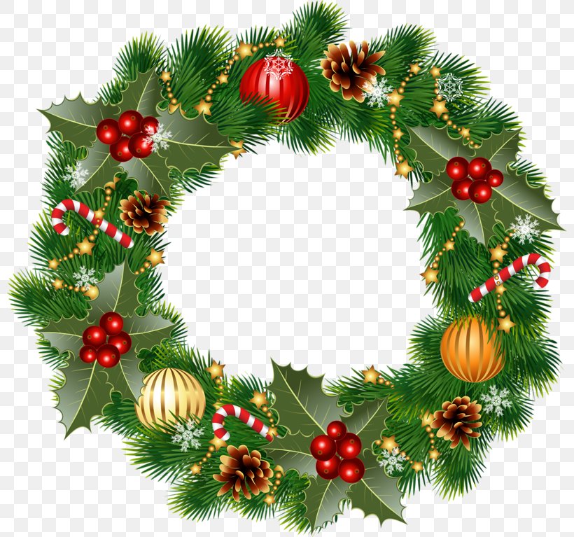 Christmas Wreaths Clip Art Christmas Day Garland, PNG, 800x767px ...